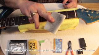 How To Clean The Rosewood Fretboard On Your Guitar  A pro tutorial [upl. by Eenaffit]