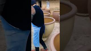 Glazing process of a large ceramic pot [upl. by Havot]