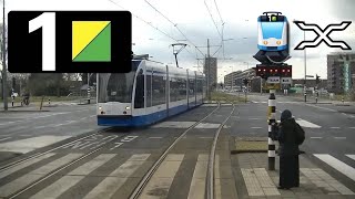 🚊 GVB Amsterdam Tramlijn 1 Cabinerit Centraal Station  Osdorp De Aker Drivers view POV 2016 [upl. by Etnad]