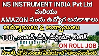 Ns Instrument amp Amazon India Pvt Ltd company Nandu Udyogaavakaasalu  Male And female jobs [upl. by Kroy451]