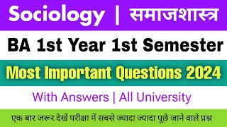 sociology ba 1st year 1st semester most important questions 2024  with answers  samajshastra [upl. by Aluap]