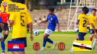 Cambodia U16 vs Brunei U16 28062024 ASEAN U16 Boys Championship 2024 [upl. by Mayberry148]