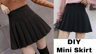 DIY Pleated Skirt  Mini Skirt  High Waist Pleated Skirt  Mini Skirt Cutting and Stitching [upl. by Mohandas]