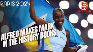 Paris 2024  St Lucias Julien Alfred makes history winning gold in Womens 100m final  SportsMax [upl. by Llerad]