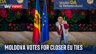 Moldova narrowly votes for closer EU ties in referendum beset by claims of Russian meddling [upl. by Atteoj571]