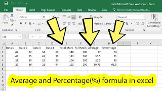 Average and percentage formula in excel [upl. by West]