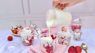 El POSTRE delicioso para VENDER casi TODO EL AÑO 🍓 Las mejores FRESAS con CREMA para VENDER en vaso [upl. by Reyna]