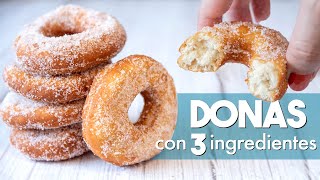 DONAS con 3 INGREDIENTES 🍩  ¡Donuts de Azúcar en 5 Minutos y SIN HORNO [upl. by Aij113]