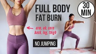 30 min Full Body Fat Burn HIIT NO JUMPING  Ab Core Arm Back Leg Thigh amp Cardio  Emi [upl. by Eitsirc422]