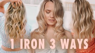 1 Curling Iron 3 Totally Different Curls amp Waves  Kayley Melissa [upl. by Delos459]