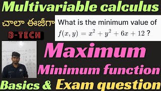 maximum and minimummultivariable calculusbasicsintroductionbtech btech maximum minimum [upl. by Teresa385]