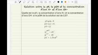 Relation entre le pH pOH et la concentration dions H et dions OH  chimie secondaire 5 [upl. by Landon]