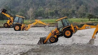 JCB Backhoe OperatorShowing Stunt For Kids and Working in Hill [upl. by Yrem639]