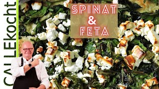 Spinat mit Feta überbacken Rezept für schnelle Feierabend Küche [upl. by Isyed801]