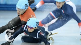 Sochi Olympics 2014  Short Track Speedskating Nascar on Ice  The New York Times [upl. by Maleen]