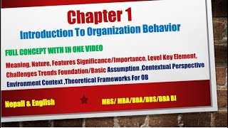 Organizational Behaviour I Organizational Behaviour Chapter 1 MBS MBABBSBBABBM NepaliDibakar [upl. by Neu]