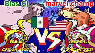 Marvel Super Heroes Vs Street Fighter  Blas Cj vs marvelchamp FT5 X2 [upl. by Tingley796]