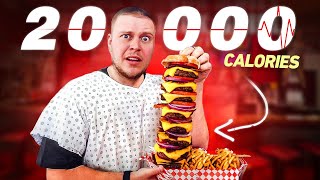 Attempting The 20000 CALORIE BURGER At Heart Attack Grill [upl. by Dympha]