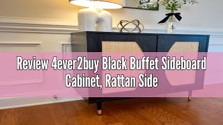 Review 4ever2buy Black Buffet Sideboard Cabinet Rattan Sideboard with Natural Rattan Doors Black R [upl. by Paule]