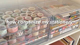 organize my stationery with me 🌟  unboxing new stationery amp lots of washi tapes [upl. by Yuria]