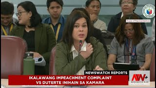 Ikalawang impeachment complaint vs Duterte inihain sa Kamara  NewsWatch Reports [upl. by Elburt697]