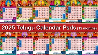 2025 telugu calendar psds 12months designs Fully editable telugu calendar 2025 Psds  క్యాలెండర్ [upl. by Swetlana]