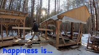 Using a Sawmill Laser in the Cold Update  Sawing Frozen Logs [upl. by Zetra]