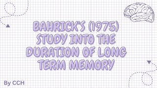 AQA ALEVEL PSYCHOLOGY  Memory Bahrick’s 1975 study [upl. by Rammus]