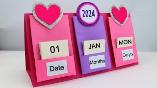 How to make New Year 2024 Desk Calendar  DIY Calendar  Handmade Desk Calendar  New Year Crafts [upl. by Means]