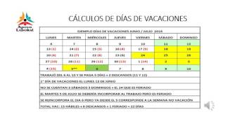 Ejemplo Calculo Días de Vacaciones [upl. by Eiralam56]