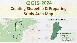 Creating Shapefile and Study Area Map for any Location  Latest Tutorial using QGIS [upl. by Nahtonoj]