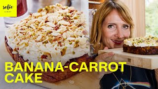 Vegan bananacarrot cake in de airfryer met smeuïge cheese topping 🍌🥕🤩  Sofie Dumont [upl. by Andra]