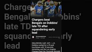 Dobbins scores late touchdown to win MNF game nfl nflnews football losangeleschargers shorts [upl. by Bloch755]