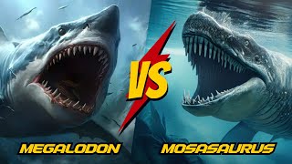 Megalodon vs Mosasaurus An Epic Clash Beneath the Ancient Seas [upl. by Yrohcaz]