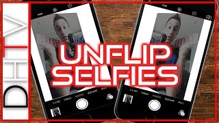 How To Unflip Selfies Photos On iPhone  Mirrored Or Backwards [upl. by Kamaria]