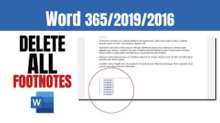 How to DELETE ALL FOOTNOTES AT ONE  Word 26520192016 [upl. by Proudlove]