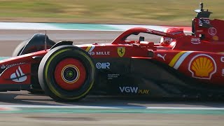 NEW 2024 Ferrari SF24 Formula 1 F1  Leclerc and Sainz Shakedown First Laps Fiorano Circuit [upl. by Obelia]