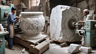 Crafting Masterpieces Transforming Marble into Exquisite Vases with Precision [upl. by Odille]