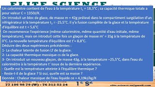 1ESPHYSIQUE 2e exercice de synthèse en calorimétrie pour taider à mieux comprendre😊 [upl. by Alberic]