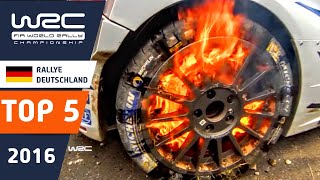 WRC Rallye Deutschland 2016  Top 5 Highlights with CRASHES BIG DRIFT and FIRE [upl. by Notsreik]