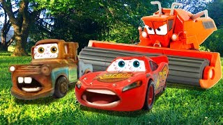 Toy Cars For Kids  Disney Pixar Cars TRACTOR TIPPING FUN McQueen Mater Cars toy videos for Children [upl. by Yv850]