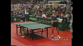 Tischtennis Bundesliga Timo Boll vs Steffen Fetzner 1998 Der Kommentar von Jörg Roßkopf [upl. by Avilys]