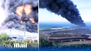 Cannock fire Massive black plumes of smoke seen from 20 miles away as huge blaze breaks out [upl. by Kerr382]