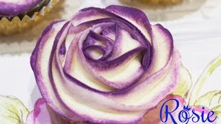 TwoTone Buttercream Rose Cupcake Tutorial [upl. by Eniarda321]