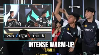 INTENSE WARMUP 🔥 UPPER BRACKET FINALS GAME 1  VMS vs TDK [upl. by Erasmo698]