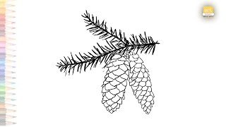 Pinecone drawing  How to draw Conifer cone step by step  easy drawing tutorials  easy Art [upl. by Lateehs610]