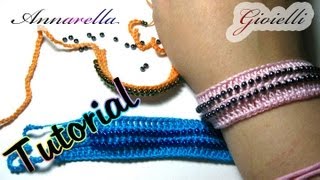 Tutorial  Come inserire le perline alluncinetto  Bracciale  Crochet bracelet with beads [upl. by Allemaj]