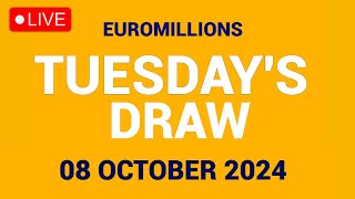 The National Lottery Euromillions Draw Live results from Tuesday 08 October 2024  Euro Millions [upl. by Anuahsal773]