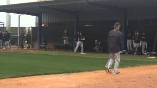 Mariners Hisashi Iwakuma throws in rainy bullpen session March 2 2015 [upl. by Niwrad568]