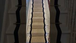 carpet stair runner install with binding and stair rods [upl. by Thorndike]